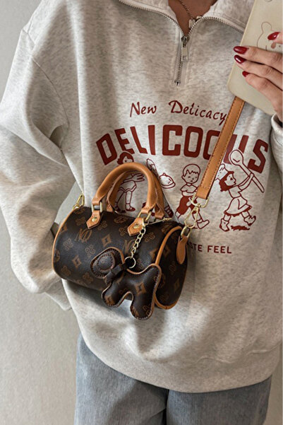 Louis Vettriano Women's Small Crossbody Duffel Bag with Dog Charm Mini Handbag