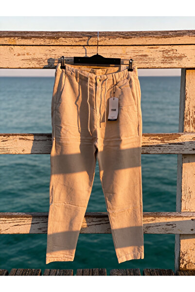 Keten jogger pantolon rahat kalıp yazlık