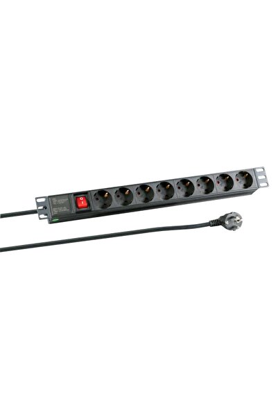 EFB Elektronik EFB 19 " 1HE Bandă de priză cu 8xCEE 7/3, cu întrerupător, Alu...