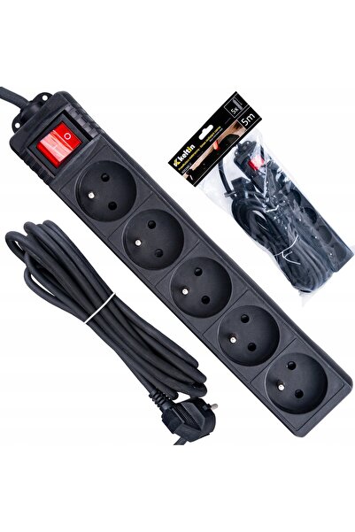 Keltin Prelungitor electric negru cu 5 prize, 5m (40)