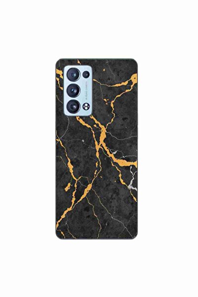 OEM Θήκη συμβατή με Oppo Reno6 Pro 5G Σιλικόνης TPU Μοντέλο Μαύρο Χρυσό Μάρμαρο