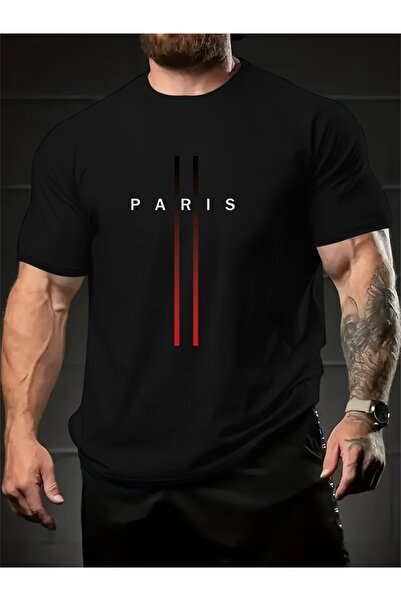 PAVRO Unisex Άνετο T-shirt με μικτό σχέδιο και στάμπα