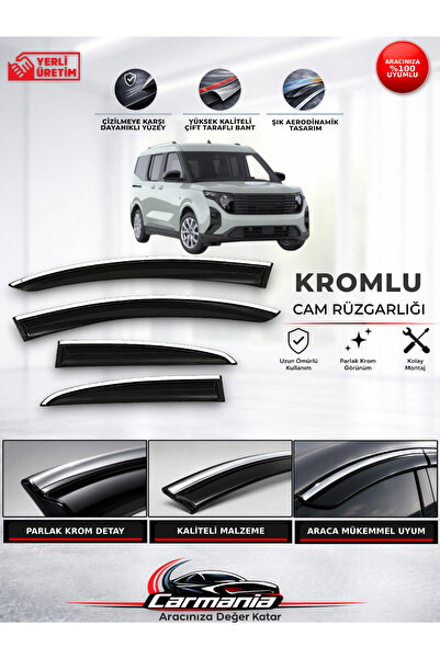 Ford Courier 2023 ve Sonrası Araca Özel Kromlu Cam Rüzgarlığı 4’lü Set