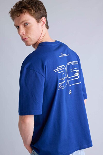 DeFacto Boxy Fit Crew Neck Slogan Back Print Short Sleeve T-Shirt H7481Ax26Hs