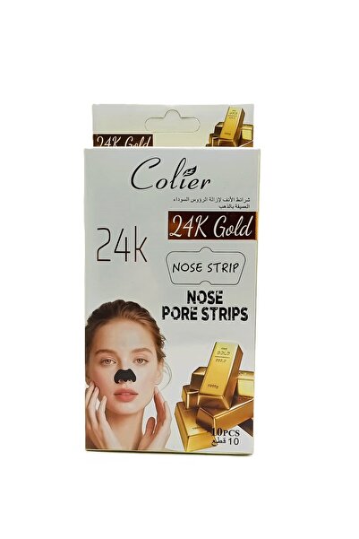 colier شرائط تنظيف مسام الأنف بالذهب عيار 24 قيراط - 10 قطع