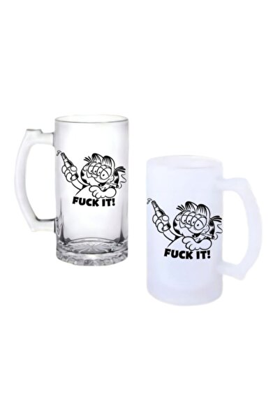 Ghostbastır Garfield Beer Glass with Handle, Available in Frosted or Clear 076