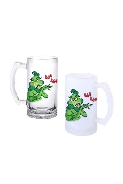 Ghostbastır Grinch Beer Glass with Handle, Available in Frosted or Clear 082