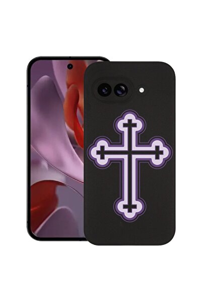 bestcase Калъф за Google Pixel 9a, Лилав кръст, Тънък силиконов 0.8ММ, Против...