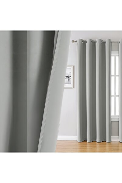 Choice26 Grommet Top W132xH213cm Light Grey Blackout Thermal Curtains with In...