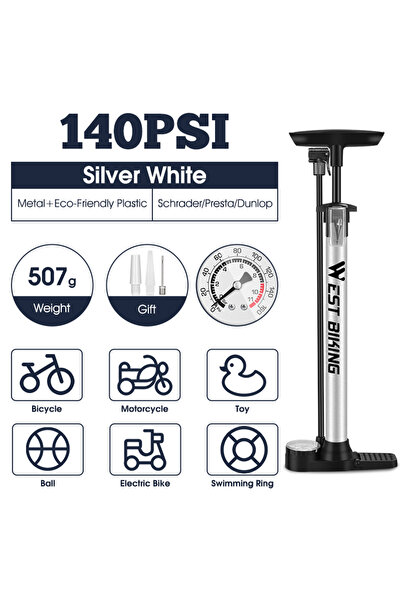 choice2 مضخة هواء يدوية للدراجات من WEST BIKING بضغط عالي 160PSI مع مقياس ضغط...