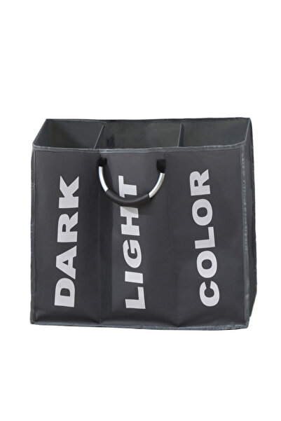 Choice Grey Three Grid Handheld Aluminum Ring Dirty Clothes Basket Foldable P...