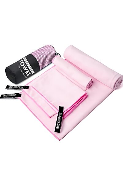 Choice7 38x38 40x80 80x130cm light pink 3PCS Quick Dry Beach Towel, Microfibe...