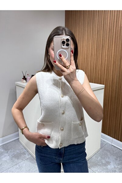ÖzenButik Gold Düğmeli Yelek