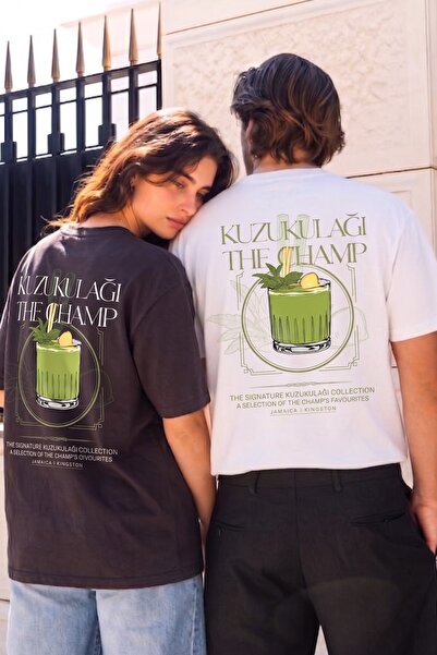 GIA - ART Unisex Oversize T-Shirt Kuzukulağı The Champ με στάμπα σε λευκό χρώ...