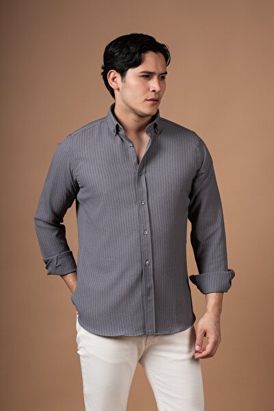 alenmeza Slimfit Collared Buttoned Lycra Stretch Fabric Striped Summer Shirt