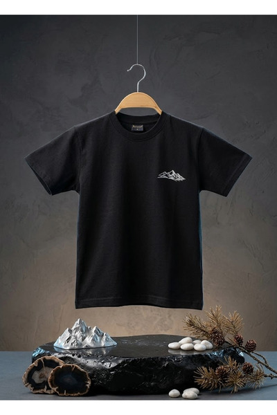 meyastore Boy's T-Shirt with Mountain Figure