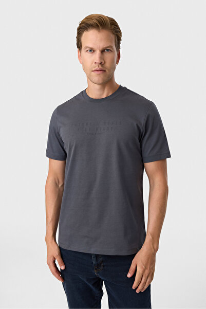 Back And Bond Relaxed Fit Printed Anthracite Crew Neck T-Shirt