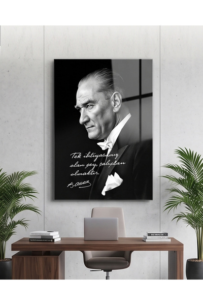 FavloArt Mustafa Kemal Atatürk Portre Pleksi Tablo – Modern Ofis ve Yaşam Ala...