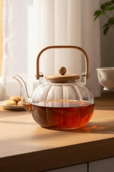 ALBETTO Heat Resistant Glass Teapot Herbal Tea Pot Honey Gourd
