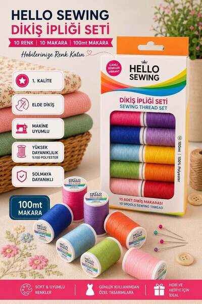 Hello Craft Set de ațe de cusut Hello - Set de 10 ațe de calitate superioară ...