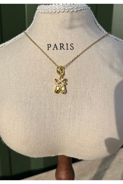 IrazErezJewelry Pembe Mineli Çelik Balerin Kolye