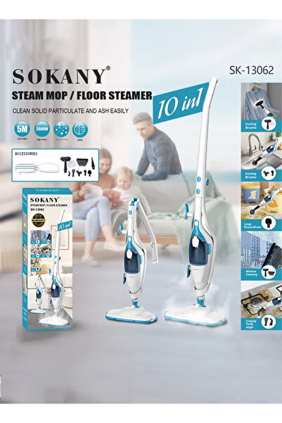 SOKANY 10-in-1 Electric Steam Mop 2000W Handheld Multi-Surface Floor Cleaner