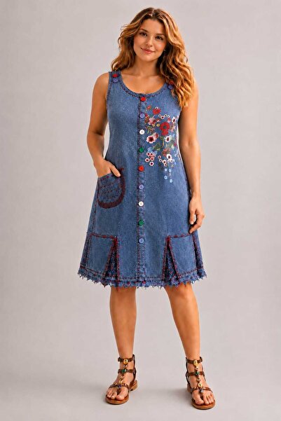Boutique Juji BOHEM TASARIM AYARLANABİLİR BAĞCIKLI TENCEL ELBİSE / EL İŞÇİLİĞ...