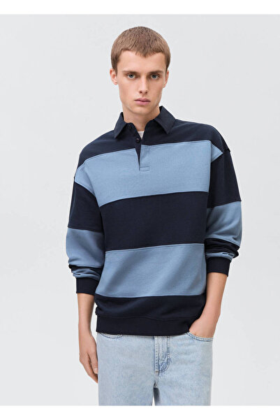 Mango Teen Çizgili polo yaka sweatshirt