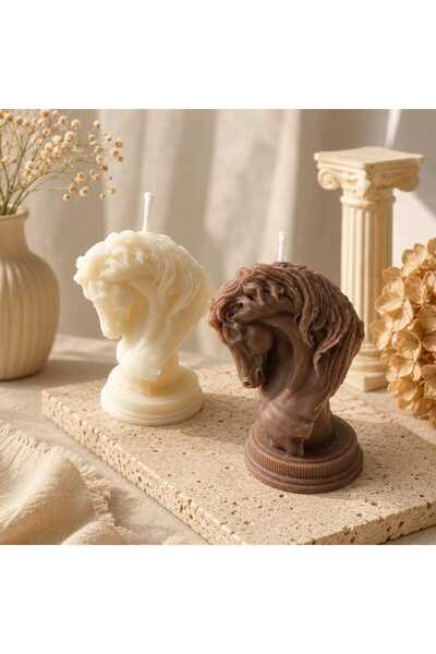 Lumera Candle 2’li dekoratif at kafası roma sütunu mum el yapımı kokulu hediy...