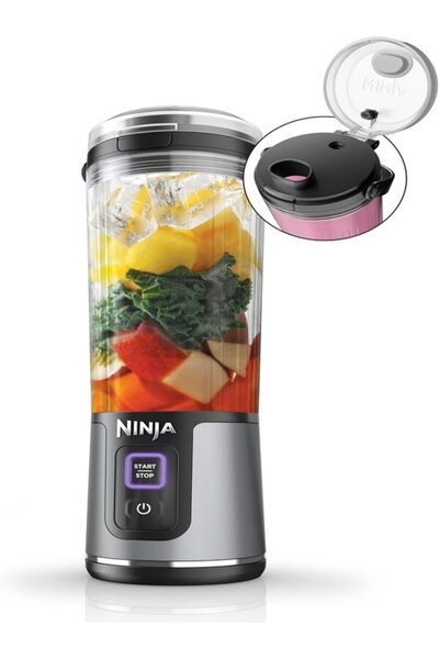 NINJA خلاط محمول BC151EM، لاسلكي، سعة 18 أونصة. خلاط شخصي للعصائر والسموثي، خ...