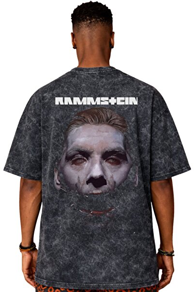 SEVBANO Tricou unisex supradimensionat, spalat, cu imprimeu pe spate, trupa d...