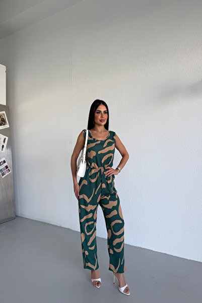 LİLA İSTANBUL Women's Oversize Patterned Daily Stylish Jumpsuit
