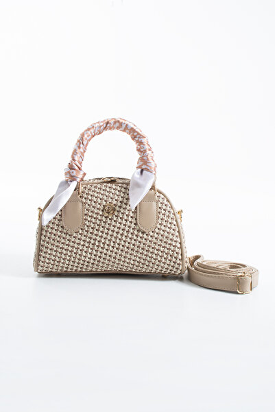 DEV 3 ADAM Mink Straw Scarf Detailed Hand Shoulder and Crossbody Women's Bag