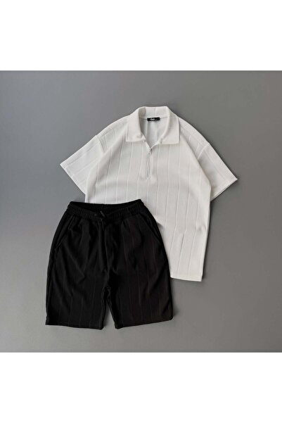 viperkombin Men's Report T-Shirt and Shorts 2-Piece Set Wide Cut Tok Structur...
