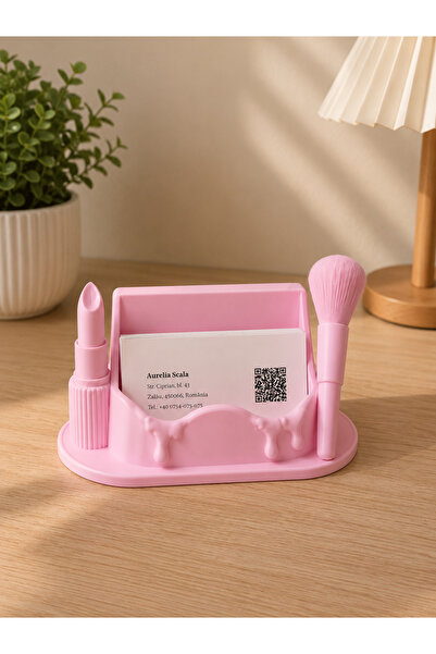 lysiaaccessory Beauty Salon Business Card Holder – Makeup-Themed Decorative D...