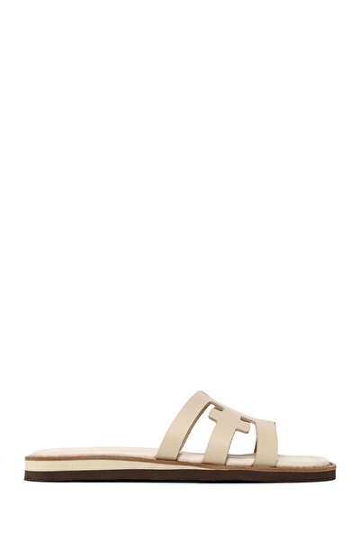 Derimod Women's Beige Leather Slippers 26Sfd360518