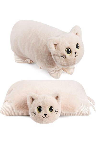 Cheezzz 2 si 1 arada Uyku Arkadaşı Kitty Kedi (Oyuncak/Yastık) Bej