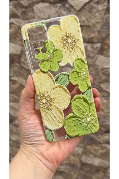 Vip Case Redmi Note 11 Pro Uyumlu Yeşil Çiçek Desenli Şeffaf Darbe Emici Kame...