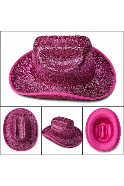 Generic Brand Pălărie de cowboy roz strălucitor pentru femei, bărbați, petrec...