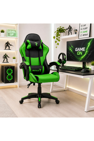 LedCorp Scaun de gaming Tron Thrones Verde-Negru, Rabatabil, Spătar reglabil ...