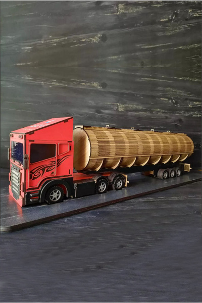 Ahşap Lazer Kesim Tanker Tır Maketi