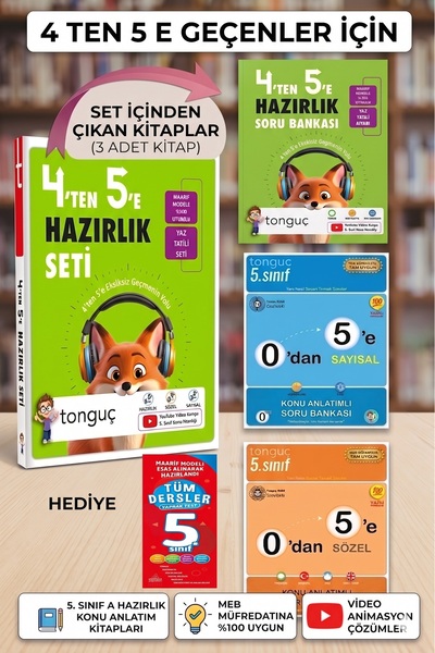 Tonguç Yayınları 4. Sınıf 4 Ten 5 E Hazırlık Seti + Yaprak Test