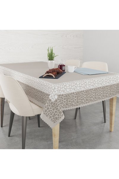 yok yok evim eve dair her şey Decorative Seamless Tablecloth with Patterned Linen Effect