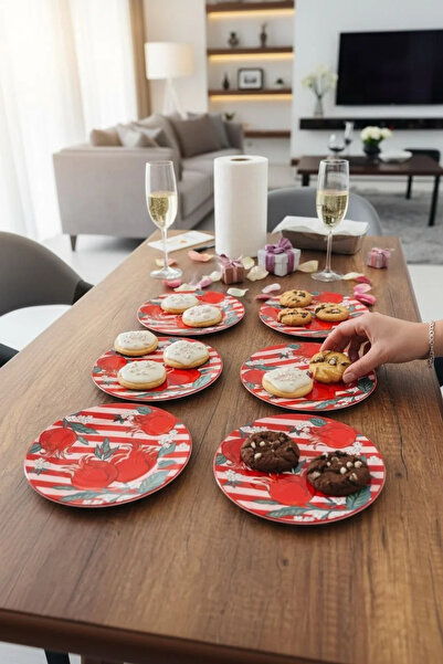 Bereketli Store Narlı 6-Piece Porcelain 20cm Cake Plate Set |   Dessert and C...