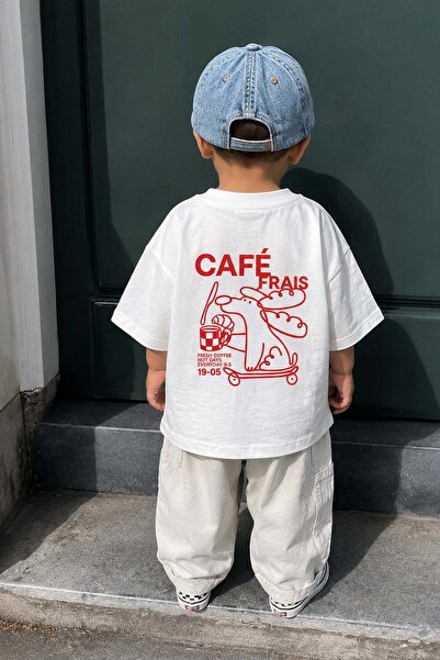 Monila Tricou unisex pentru copii, din bumbac, cu decolteu rotund și imprimeu...
