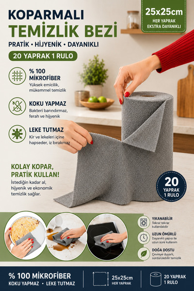 VENON ✨20 Yaprak ✨ 1 RULO ✨KOPART KULLAN✨ %100 Mikrofiber Kopart-Kullan Temiz...