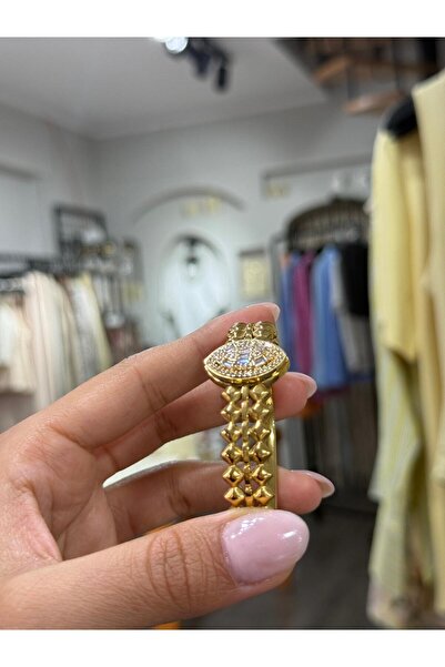 DipOL Butik Gold Eye Model Baguette and Zircon Stone Steel Handcuffs (1 Piece)