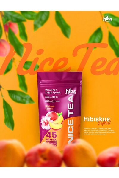 Hibs Nice Tea Demlenen Doğal Soğuk İçecek 6x1,5 lt Süzen Poşet Hibiskus-Şeftali (45 Bardak)