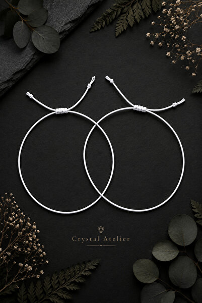 Crystal Atelier Beyaz İp Bileklik Set Ayarlanabilir Makrome Unisex Şans Bilek...