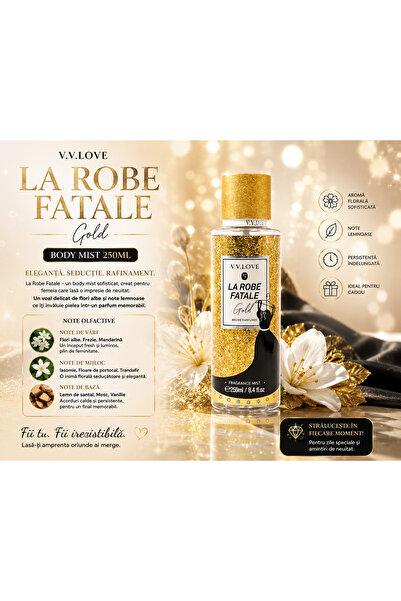 V.V LOVE Parfum Body Mist La Robe Fatale Gold 250ML, Spray Parfumat Damă cu A...